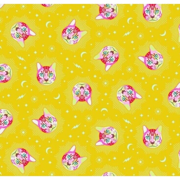 Tula Pink Curiouser & Curiouser Cheshire Cats Wonder Fabric by the 1  yard - Picture 1 of 1